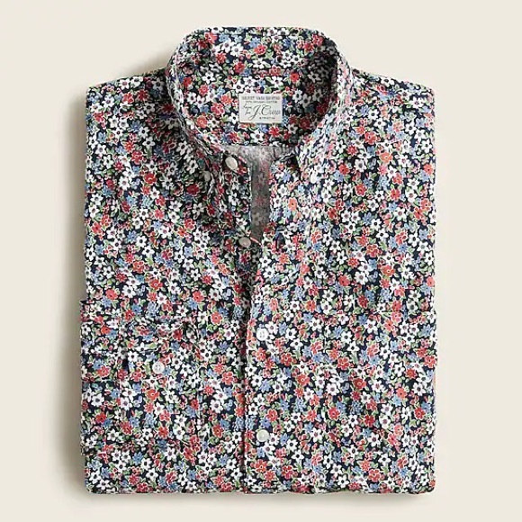 J. Crew Other - Stretch Secret Wash Organic Cotton Poplin mens floral button down 🌺